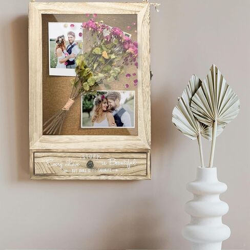 HZE 11"X 16" Retro Wooden Wedding Shadow Box Frame with Shelves and Drawers, Large and Deep Shadow Boxes Display Cases, Wedding Gifts for Newlyweds, Bridal Shower Gifts for Friends in Kuwait
