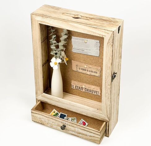 HZE 11"X 16" Retro Wooden Wedding Shadow Box Frame with Shelves and Drawers, Large and Deep Shadow Boxes Display Cases, Wedding Gifts for Newlyweds, Bridal Shower Gifts for Friends in Kuwait