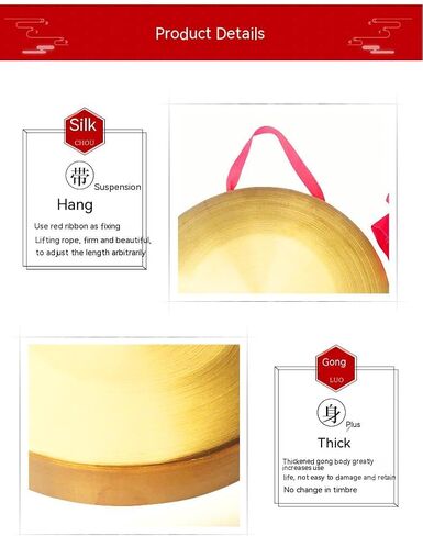 Chinese gong,Chinese Traditional Percussion Instrument is Suitable for Family Offices to Celebrate，Authentic Chinese Wind Gong,Hand Selected For Quality (22cm/8.7inch) in Saudi Arabia