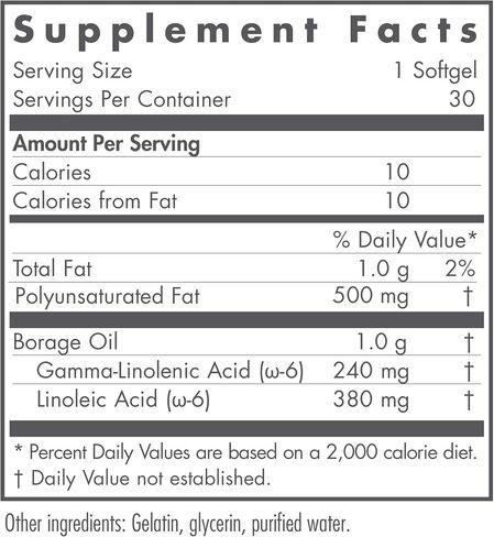 Nutricology GLA Borage Oil - High Potency Gamma-Linolenic Acid, Omega-6 - 30 Softgels in Saudi Arabia