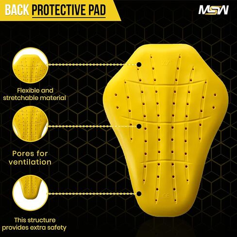 MOTOSTYLEWEAR - وسادة حماية خلفية معتمدة من CE 1، واقي خلفي معتمد من المستوى 2، وسادة بديلة لسترة الدراجة النارية للدرع الخلفي للرجال والنساء. in Kuwait