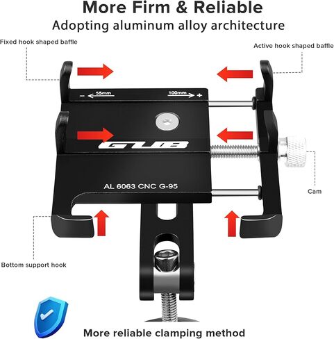جذع حامل هاتف للدراجة من الألومنيوم من GUB - حامل سماعة رأس للهاتف للدراجة يناسب شوكة 1-1/8 بوصة 28.6 مم، حامل الهاتف الخلوي للدراجة Road Mountain MTB لهاتف iPhone 14 13 12 Pro Max وجميع هواتف GPS مقاس 3.5-7 بوصة in Kuwait