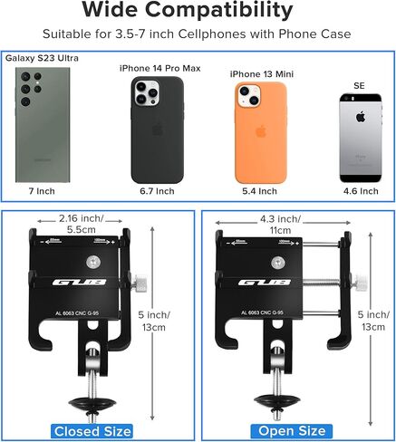 جذع حامل هاتف للدراجة من الألومنيوم من GUB - حامل سماعة رأس للهاتف للدراجة يناسب شوكة 1-1/8 بوصة 28.6 مم، حامل الهاتف الخلوي للدراجة Road Mountain MTB لهاتف iPhone 14 13 12 Pro Max وجميع هواتف GPS مقاس 3.5-7 بوصة in Kuwait