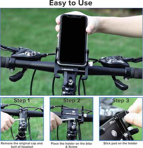 جذع حامل هاتف للدراجة من الألومنيوم من GUB - حامل سماعة رأس للهاتف للدراجة يناسب شوكة 1-1/8 بوصة 28.6 مم، حامل الهاتف الخلوي للدراجة Road Mountain MTB لهاتف iPhone 14 13 12 Pro Max وجميع هواتف GPS مقاس 3.5-7 بوصة in Kuwait