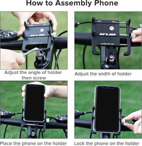جذع حامل هاتف للدراجة من الألومنيوم من GUB - حامل سماعة رأس للهاتف للدراجة يناسب شوكة 1-1/8 بوصة 28.6 مم، حامل الهاتف الخلوي للدراجة Road Mountain MTB لهاتف iPhone 14 13 12 Pro Max وجميع هواتف GPS مقاس 3.5-7 بوصة in Kuwait