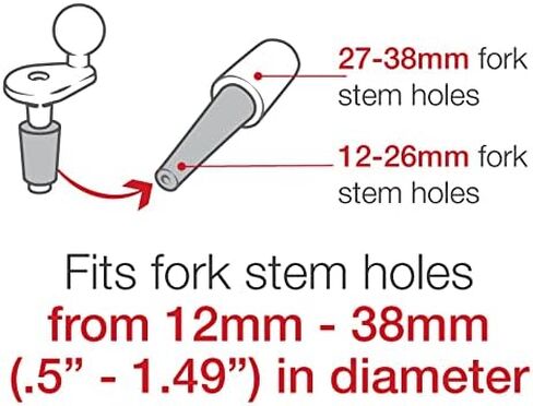 RAM يتصاعد دراجة نارية شوكة الجذعية الكرة قاعدة RAM-B-342U مع حجم B 1 "الكرة للسيقان 12 مللي متر إلى 38 مللي متر في القطر in Kuwait