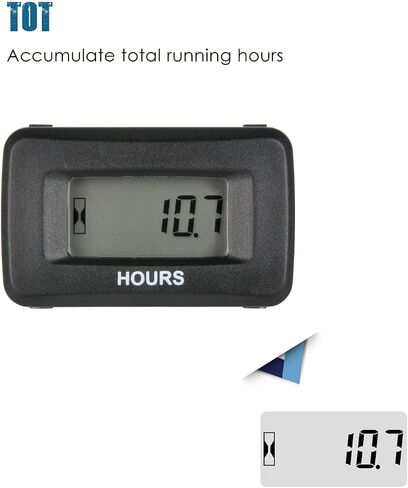 مجموعة عداد ساعات LCD رقمية من Runleader، تيار متردد/تيار مستمر 5 فولت إلى 277 فولت، تستخدم لمولد جزازة العشب ZTR وجرار وعربة الجولف وغسيل السيارات وضاغط محرك ATV البحري والمعدات التي تعمل بالغاز (1) in Kuwait