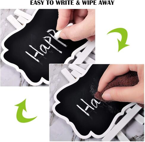 UCEC Mini Chalkboard Signs for Food, Small Chalkboard Signs with Stand for Buffet, Party, Table Number, Place Card, Wooden White Framed Easel and Board with Erasable Marker (10 Pack) in Saudi Arabia
