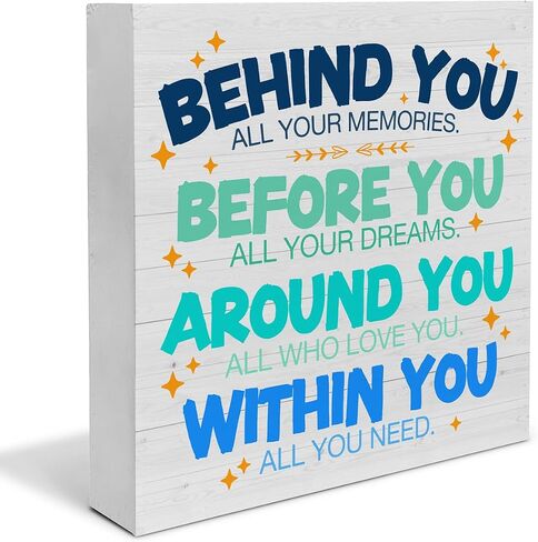 Inspirational Quote Wooden Box Sign Encouragement Within You All You Need Desk Decorative Wooden Sign Home School Decor for Desk Table Shelf 5 x 5 Inches in Saudi Arabia