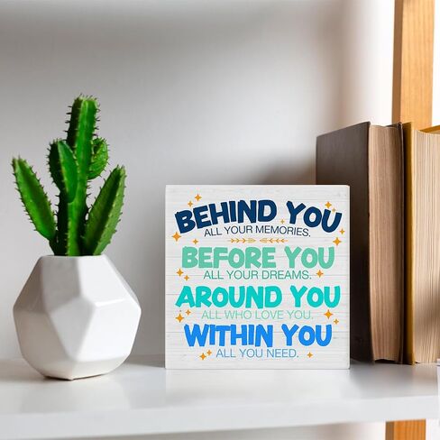 Inspirational Quote Wooden Box Sign Encouragement Within You All You Need Desk Decorative Wooden Sign Home School Decor for Desk Table Shelf 5 x 5 Inches in Saudi Arabia
