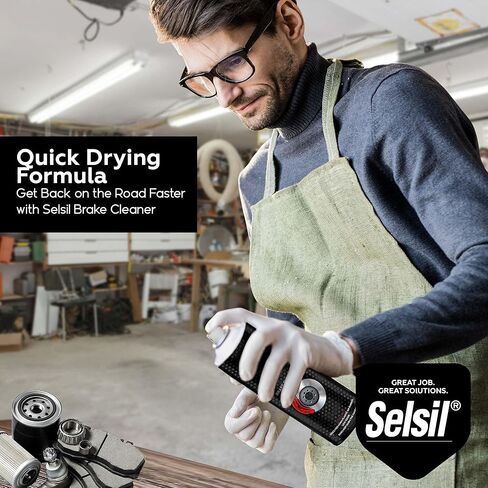 علبة رذاذ منظف الفرامل من سلسيل - منظف أجزاء الفرامل، 17 أونصة سائلة، سريع الجفاف، غير قابل للتآكل، تنظيف خالٍ من التفكيك، منظف الفرامل بدون بقايا كيميائية، عبوة واحدة in Kuwait