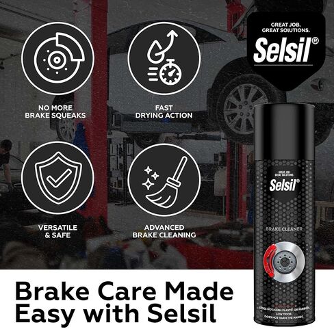 علبة رذاذ منظف الفرامل من سلسيل - منظف أجزاء الفرامل، 17 أونصة سائلة، سريع الجفاف، غير قابل للتآكل، تنظيف خالٍ من التفكيك، منظف الفرامل بدون بقايا كيميائية، عبوة واحدة in Kuwait