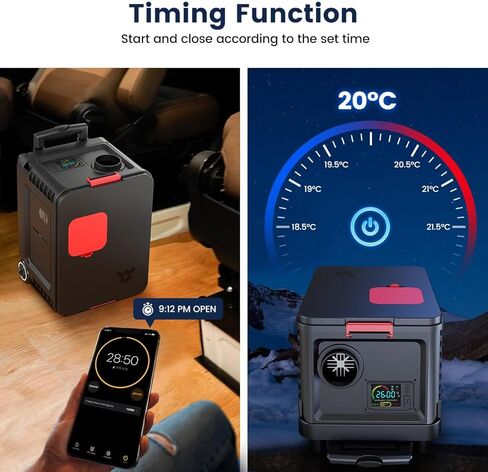 سخان ديزل hcalory 8 كيلو وات، سخان هواء ديزل محمول الكل في واحد 110 فولت تيار متردد و12 فولت 24 فولت تيار مستمر، سخان انتظار مع تحكم بلوتوث وشاشة LCD، يدعم خزان الوقود 5 لتر للسيارة والشاحنة والقارب والمركبات الترفيهية والمعسكرات in Kuwait