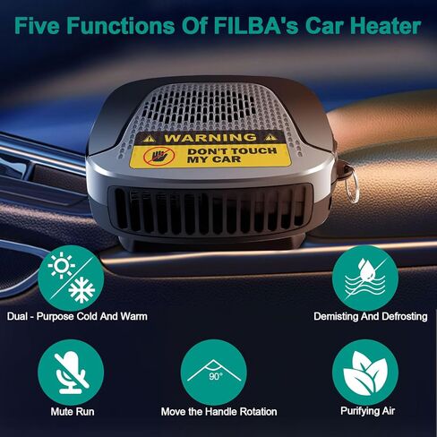 Car Heater 130W 2 in 1 Automobile Windshield Fast Heaters That Plugs Into Cigarette Lighter Portable Fast Heating Defrosting Defogger 12V Black (5007) in Kuwait