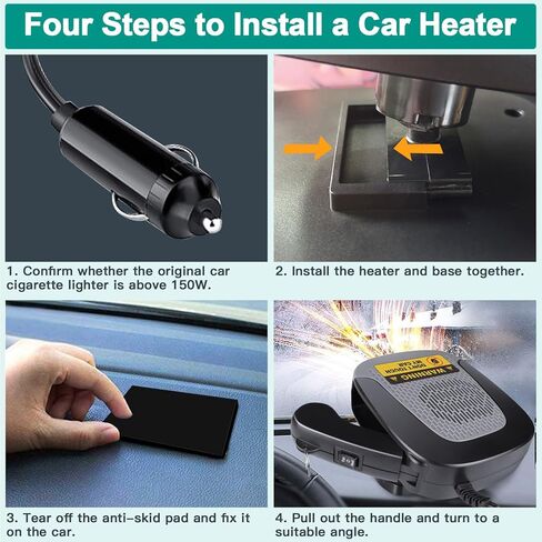Car Heater 130W 2 in 1 Automobile Windshield Fast Heaters That Plugs Into Cigarette Lighter Portable Fast Heating Defrosting Defogger 12V Black (5007) in Kuwait