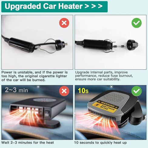 Car Heater 130W 2 in 1 Automobile Windshield Fast Heaters That Plugs Into Cigarette Lighter Portable Fast Heating Defrosting Defogger 12V Black (5007) in Kuwait