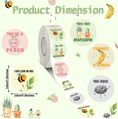 Zonon 1000 Pcs Appreciation Stickers Motivational, Confetti Style, 1.5 Inch in Saudi Arabia