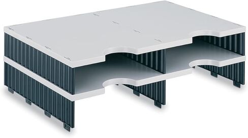 Ultimate Office TierDrop Jumbo 2-Compartment High-Wall (add-on Module) - Sorts Documents, Forms & Mail - Durable Construction Features Expandable, Modular, No-Tool Assembly Design (Gray w/Black) in Kuwait