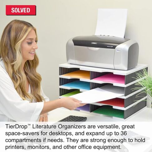 Ultimate Office TierDrop Jumbo 2-Compartment High-Wall (add-on Module) - Sorts Documents, Forms & Mail - Durable Construction Features Expandable, Modular, No-Tool Assembly Design (Gray w/Black) in Kuwait