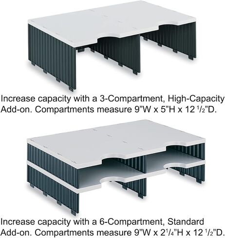 Ultimate Office TierDrop Jumbo 2-Compartment High-Wall (add-on Module) - Sorts Documents, Forms & Mail - Durable Construction Features Expandable, Modular, No-Tool Assembly Design (Gray w/Black) in Kuwait