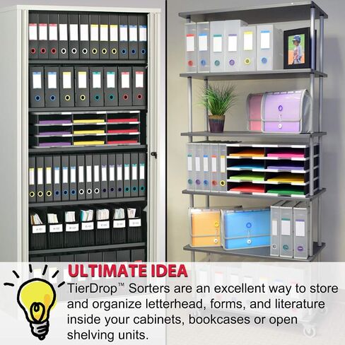 Ultimate Office TierDrop Jumbo 2-Compartment High-Wall (add-on Module) - Sorts Documents, Forms & Mail - Durable Construction Features Expandable, Modular, No-Tool Assembly Design (Gray w/Black) in Kuwait