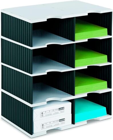 Ultimate Office TierDrop Jumbo 2-Compartment High-Wall (add-on Module) - Sorts Documents, Forms & Mail - Durable Construction Features Expandable, Modular, No-Tool Assembly Design (Gray w/Black) in Kuwait