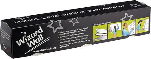 سبورة بيضاء فورية من Wizard Wall®، سطح قابل للمسح الجاف وقابل لإعادة تعيين موضعه، لفة مقاس 27.5 بوصة × 40 بوصة in Kuwait