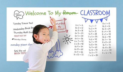 سبورة بيضاء فورية من Wizard Wall®، سطح قابل للمسح الجاف وقابل لإعادة تعيين موضعه، لفة مقاس 27.5 بوصة × 40 بوصة in Kuwait