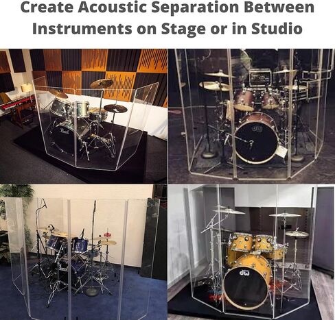 درع الطبل TRUE NORTH المكون من 5 ألواح (ألواح 5.5 قدم × 2 قدم) - قفص طبل من الأكريليك للكنيسة، درع الطبل، حاجز صوت الطبل، كشك الطبل وحاجز الطبل، درع صوت مجموعة الطبل، درع زجاج شبكي للطبل in Kuwait