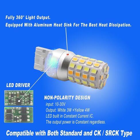 mcdrlled فائقة السطوع 10-30 فولت T20 7440 7443 لمبة LED، مصابيح خلفية احتياطية، 7441 W21w 7440ll 7443ll استبدال المصابيح الوامضة، 6000 كيلو زينون أبيض in Kuwait