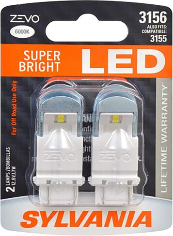 سيلفانيا - لمبة بيضاء 3156 ZEVO LED - لمبة LED ساطعة، مثالية لأضواء الجري أثناء النهار (DRL) والأضواء الاحتياطية/الخلفية (تحتوي على لمبتين) in Saudi Arabia