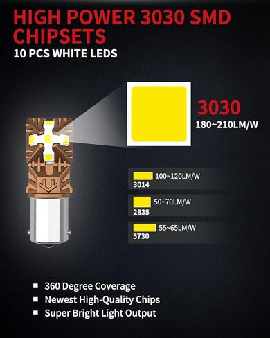 LASFIT 1156 LED لمبة 1141 LED لمبة الأضواء العكسية 6000K أبيض فائق السطوع 7506 P21W 1003 BA15S LED لمبة للنسخ الاحتياطي لأضواء الجري أثناء النهار (حزمة من 2) in Kuwait