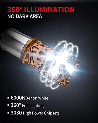 LASFIT 1156 LED لمبة 1141 LED لمبة الأضواء العكسية 6000K أبيض فائق السطوع 7506 P21W 1003 BA15S LED لمبة للنسخ الاحتياطي لأضواء الجري أثناء النهار (حزمة من 2) in Kuwait