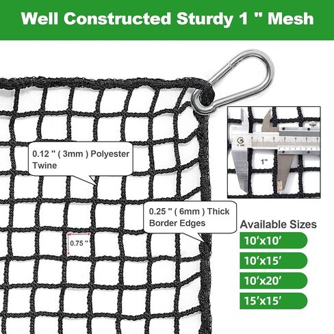 شبكة جولف قوية من QORD QREW مضمونة لشبك الجولف في الفناء الخلفي لقيادة الجولف في الأماكن المغلقة والخارجية، شبكة تدريب جولف متينة معززة 10x10أقدام/10x15أقدام/10x20أقدام/15x15أقدام in Kuwait