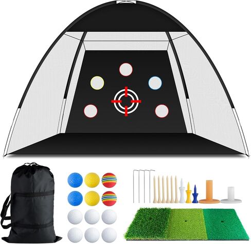 شبكة جولف مع قطعة قماش مستهدفة، شبكة تدريب جولف مقاس 10 × 7 أقدام مع بساط جولف ثلاثي العشب، شبكات ضرب الجولف الكل في 1 للتدريب على التقطيع والتأرجح في الفناء الخلفي - هدية لمحبي الجولف in Kuwait