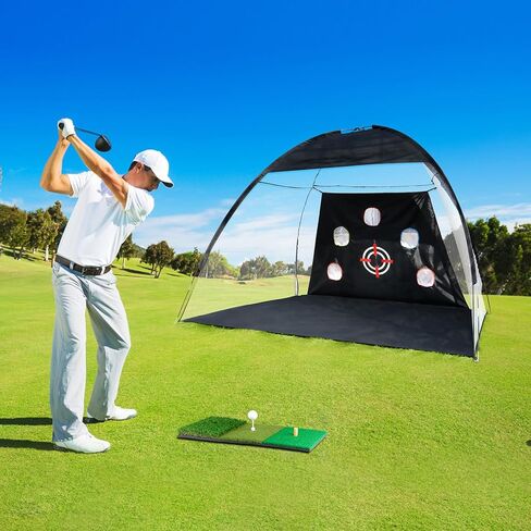 شبكة جولف مع قطعة قماش مستهدفة، شبكة تدريب جولف مقاس 10 × 7 أقدام مع بساط جولف ثلاثي العشب، شبكات ضرب الجولف الكل في 1 للتدريب على التقطيع والتأرجح في الفناء الخلفي - هدية لمحبي الجولف in Kuwait