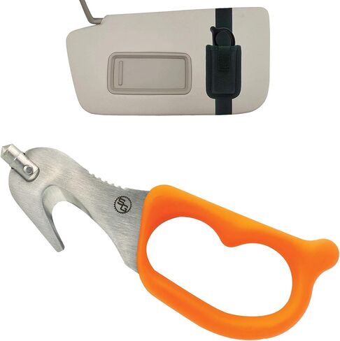 StatGear SuperVizor XT Auto Emergency Rescue Escape Tool - Seatbelt Cutter & Window Glass Breaker Hammer Survival - Mounts Right to Your Sun-Visor! (2 Pack, GLOW) in Kuwait