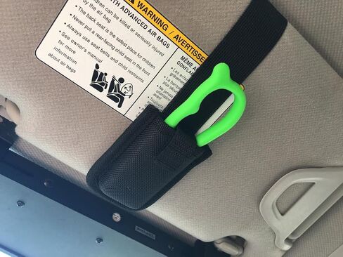 StatGear SuperVizor XT Auto Emergency Rescue Escape Tool - Seatbelt Cutter & Window Glass Breaker Hammer Survival - Mounts Right to Your Sun-Visor! (2 Pack, GLOW) in Kuwait