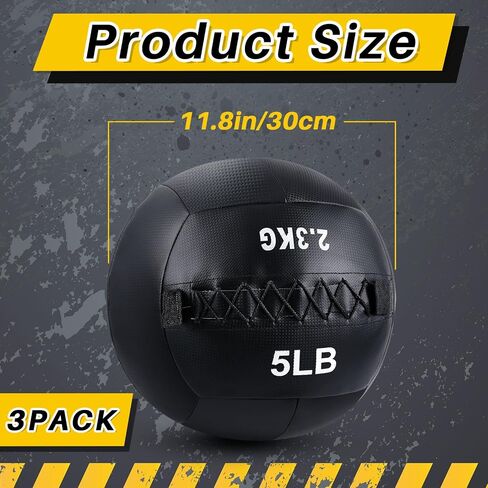 Libima 3 Pcs Soft Wall Ball Medicine Ball Set Fitness Slam Ball with Non Slip Grip for Slamming Exercise Weight Ball Workout Med Ball for Strength Conditioning Cross Core Training, 5, 10 and 15 Lbs in Saudi Arabia