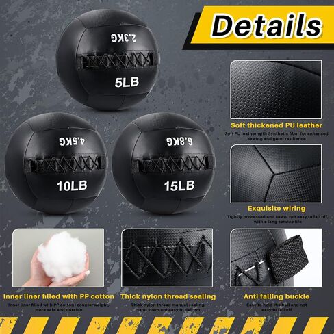 Libima 3 Pcs Soft Wall Ball Medicine Ball Set Fitness Slam Ball with Non Slip Grip for Slamming Exercise Weight Ball Workout Med Ball for Strength Conditioning Cross Core Training, 5, 10 and 15 Lbs in Saudi Arabia