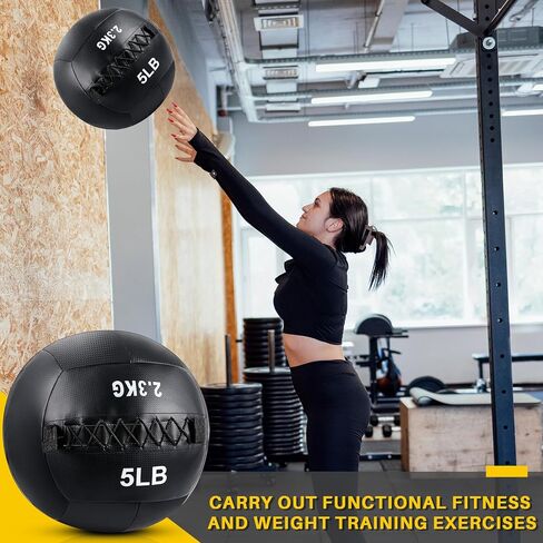 Libima 3 Pcs Soft Wall Ball Medicine Ball Set Fitness Slam Ball with Non Slip Grip for Slamming Exercise Weight Ball Workout Med Ball for Strength Conditioning Cross Core Training, 5, 10 and 15 Lbs in Saudi Arabia