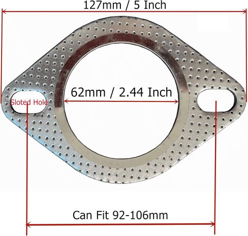 2-Bolt Exhaust Flange Gasket Turbo/Manifold/Header Down/Dump Pipe Flange, High Temperature Graphite for Headers, Catback, Axleback, MLSG High Temp Exhaust Gasket (5-Pack) (2-7/16" (62mm) in Saudi Arabia