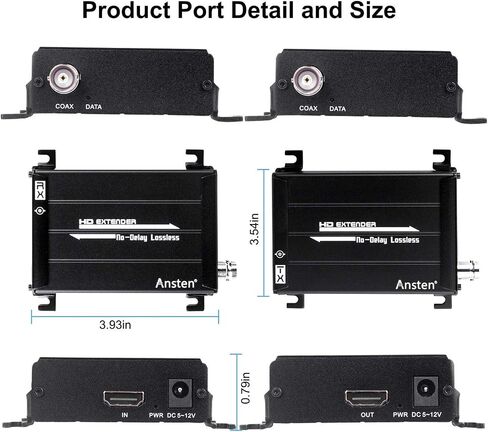 موسع HDMI عبر محوري، يدعم جهاز إرسال واستقبال HDMI 1080 بكسل عالي الدقة إشارة HDMI دون فقدان أي تأخير، موسع HDMI يصل إلى 300 متر/984 قدم عبر كابل محوري، لمشغلات DVR وDVD (أسود) in Saudi Arabia
