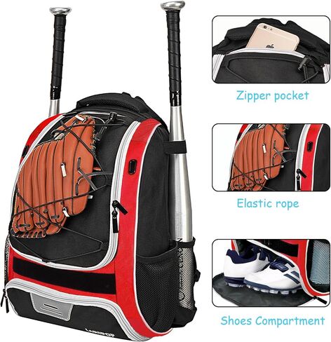 LARIPOP Youth Baseball Bag - Bat Backpack for Softball and T-ball Gear with Separate Shoe Compartment, Adult Softball Bag for Baseball Glove Helmet and Accessories with Large Compartment Fence Hooks in Kuwait
