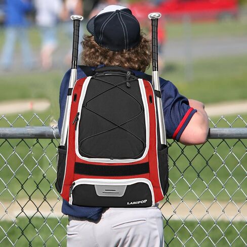 LARIPOP Youth Baseball Bag - Bat Backpack for Softball and T-ball Gear with Separate Shoe Compartment, Adult Softball Bag for Baseball Glove Helmet and Accessories with Large Compartment Fence Hooks in Kuwait