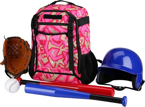 حقيبة ظهر ZOEA Youth Baseball Bat، معدات ومعدات الكرة اللينة والكرة اللينة للشباب، سعة كبيرة تحمل مضربين وخوذة وقفازات ومرابط وحامل خوذة وتتضمن خطاف سياج in Kuwait