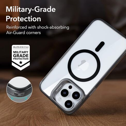 ESR for iPhone 15 Pro Max Case, Compatible with MagSafe, Military-Grade Protective Case, Built-in Stash Stand Phone Case, Scratch-Resistant Back Cover, Classic Series, Clear in Kuwait