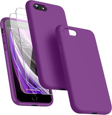 Dssairo [3 في 1 لهاتف iPhone SE 2022/3rd/2020/2nd gen، iPhone 7/8، مع واقي شاشة من قطعتين، حافظة هاتف واقية مقاومة للصدمات من السيليكون السائل [بطانة من الألياف الدقيقة] (أخضر جبال الألب) in Saudi Arabia