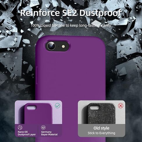 Dssairo [3 في 1 لهاتف iPhone SE 2022/3rd/2020/2nd gen، iPhone 7/8، مع واقي شاشة من قطعتين، حافظة هاتف واقية مقاومة للصدمات من السيليكون السائل [بطانة من الألياف الدقيقة] (أخضر جبال الألب) in Saudi Arabia