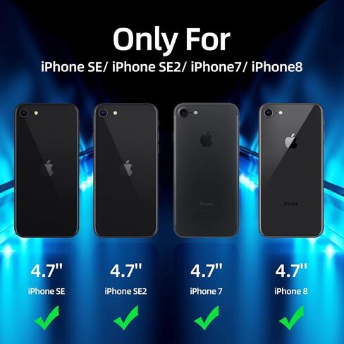Dssairo [3 في 1 لهاتف iPhone SE 2022/3rd/2020/2nd gen، iPhone 7/8، مع واقي شاشة من قطعتين، حافظة هاتف واقية مقاومة للصدمات من السيليكون السائل [بطانة من الألياف الدقيقة] (أخضر جبال الألب) in Saudi Arabia